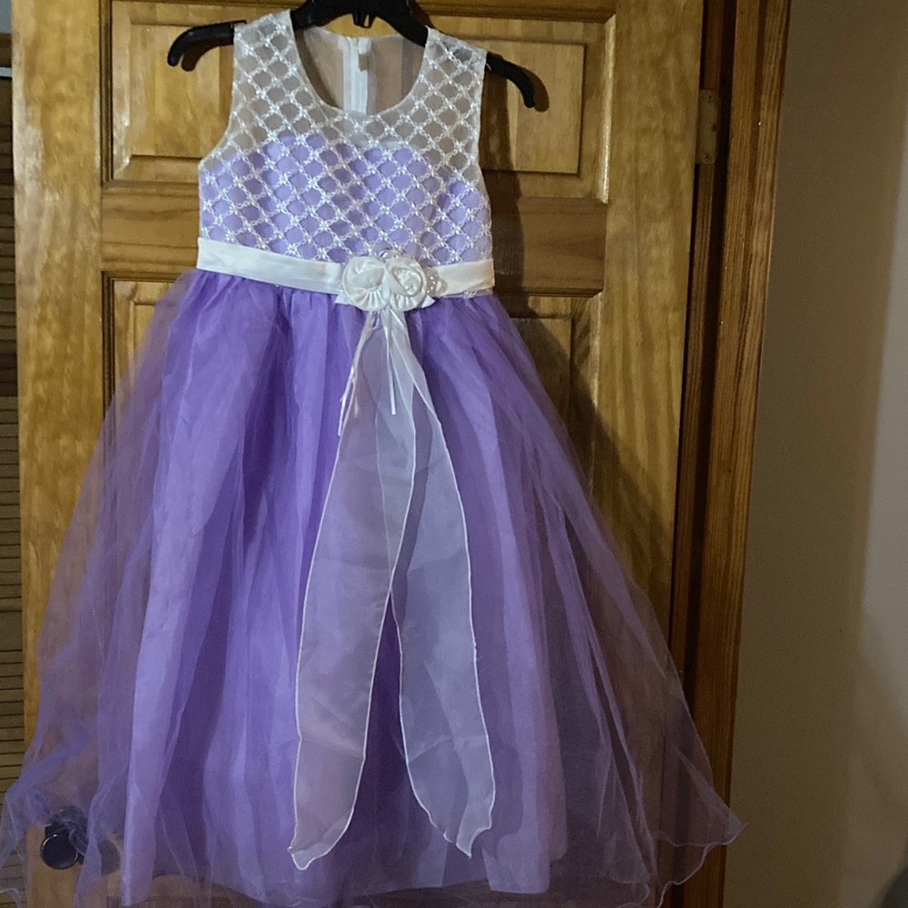 Charming Lavender and White Kids Formal Dress
